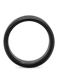 Grooved 8mm Beveled Band in Black Tungsten