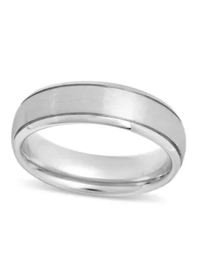Grooved 6mm Band in Two-Tone Tungsten