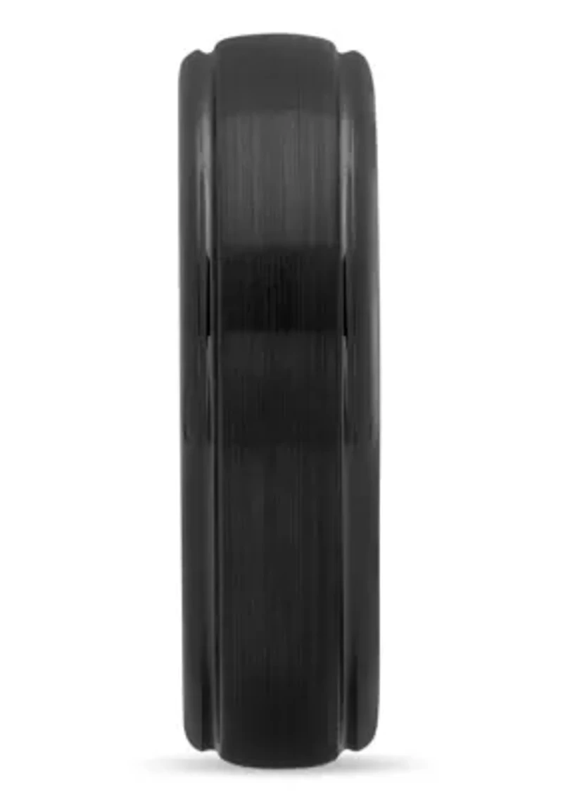 Striped Grooved 6mm Band in Two-Tone Tungsten