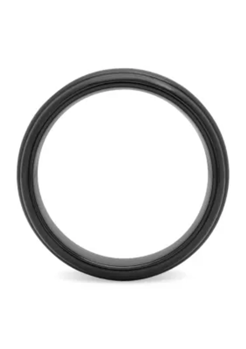 Striped Grooved 6mm Band in Two-Tone Tungsten
