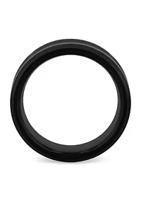 Brushed Center 8mm Beveled Band in Black Tungsten