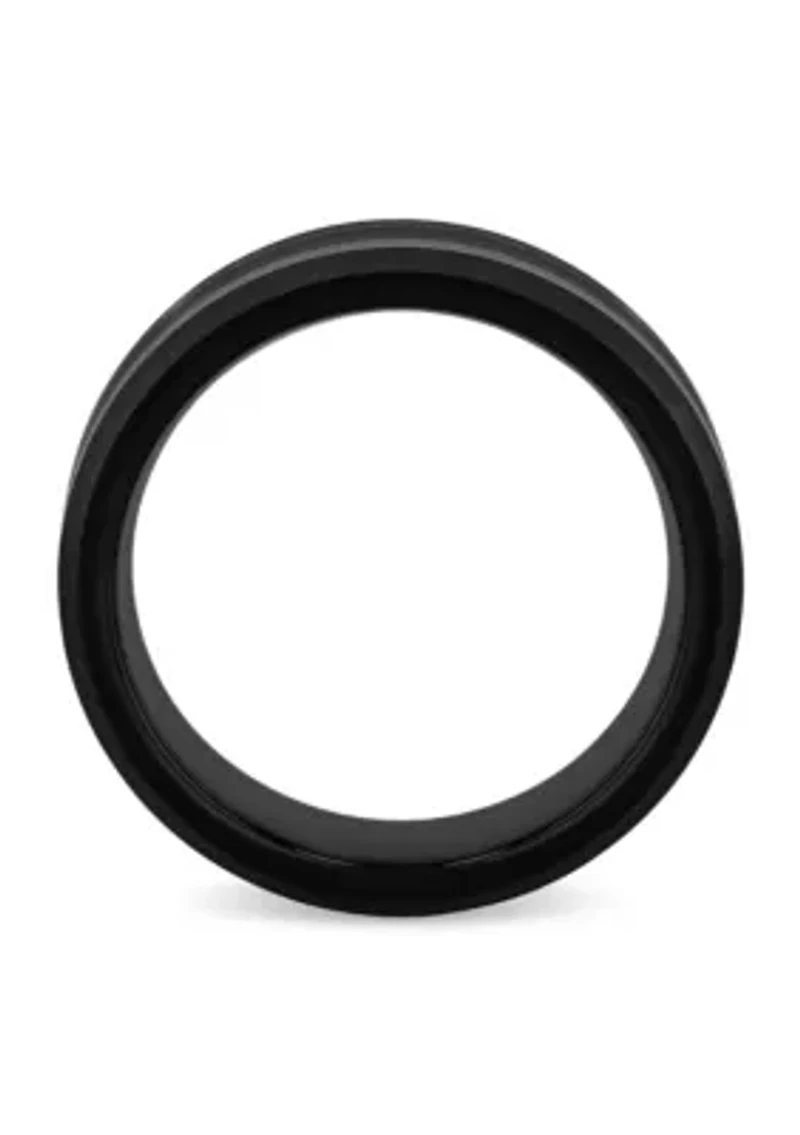 Brushed Center 8mm Beveled Band in Black Tungsten