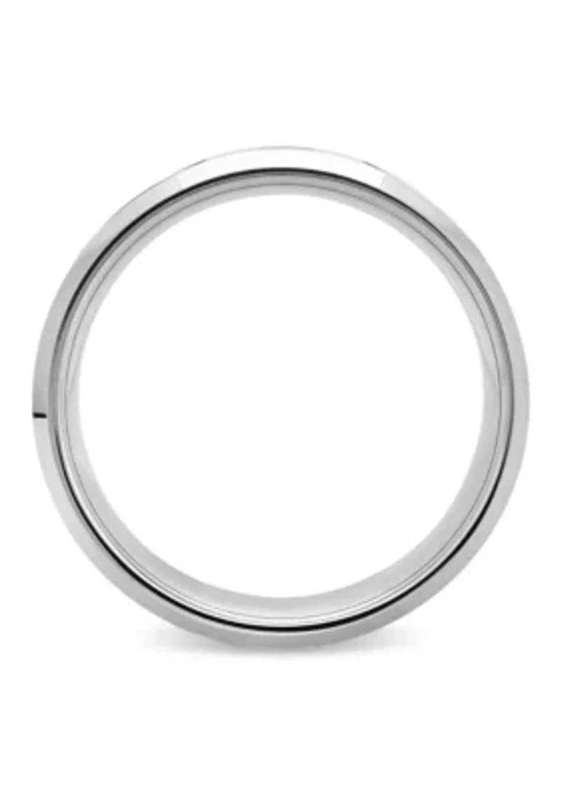 0.03 c.t. Diamond Carbon Fiber Inlay 8mm Beveled Band in Two-tone Tingsten