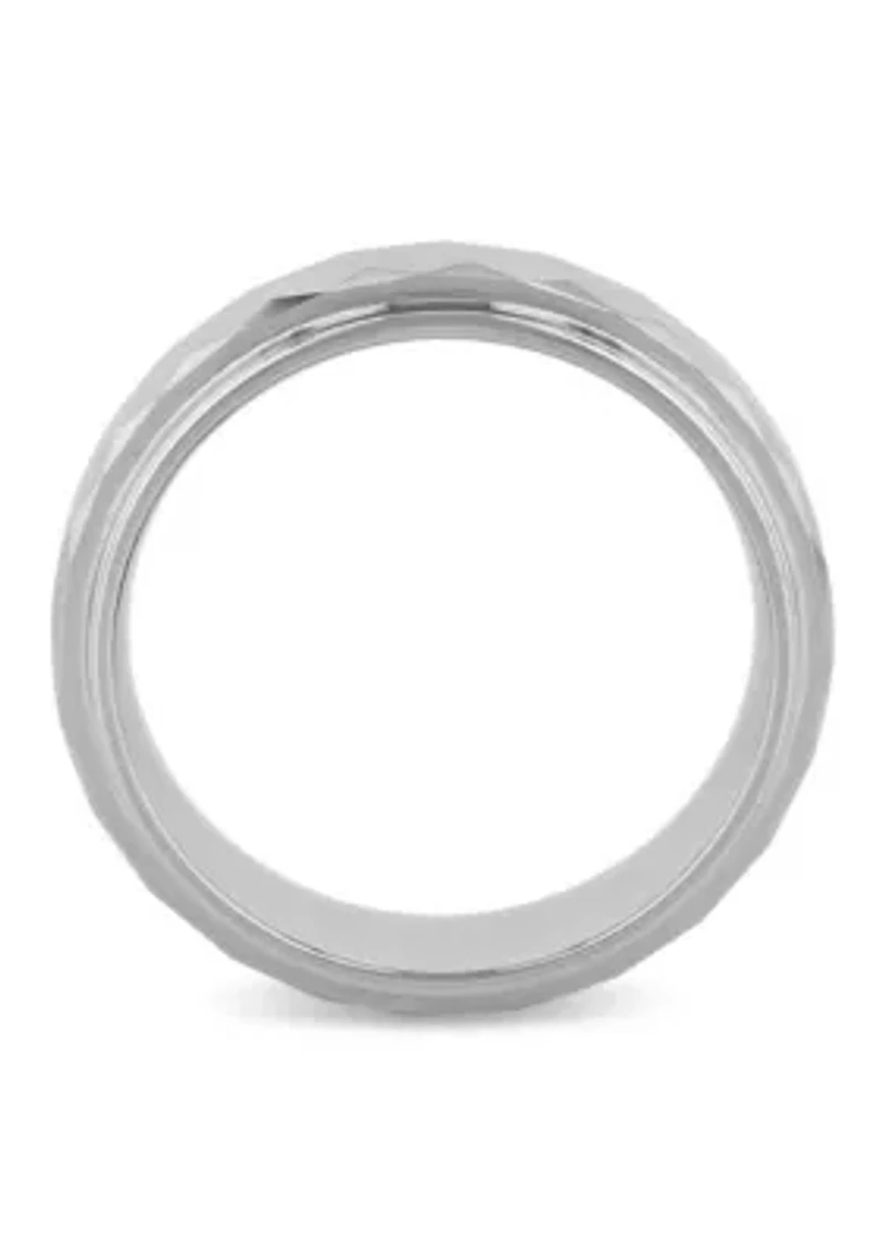 Faceted Step Edge 8mm Band in Tungsten