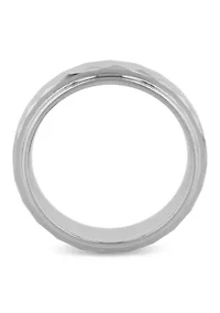 Faceted Step Edge 8mm Band in Tungsten