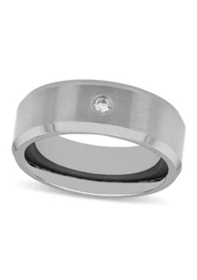 0.05 c.t. Diamond 8mm Beveled Band in Tungsten