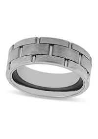 Brick Pattern 8mm band in Tungsten
