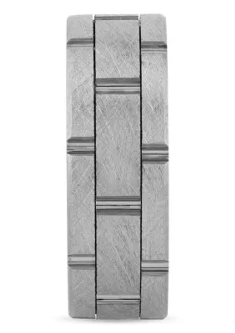 Brick Pattern 8mm band in Tungsten