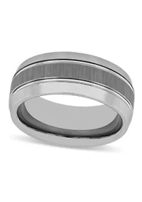 Brushed Center 9mm Beveled Band in Tungsten