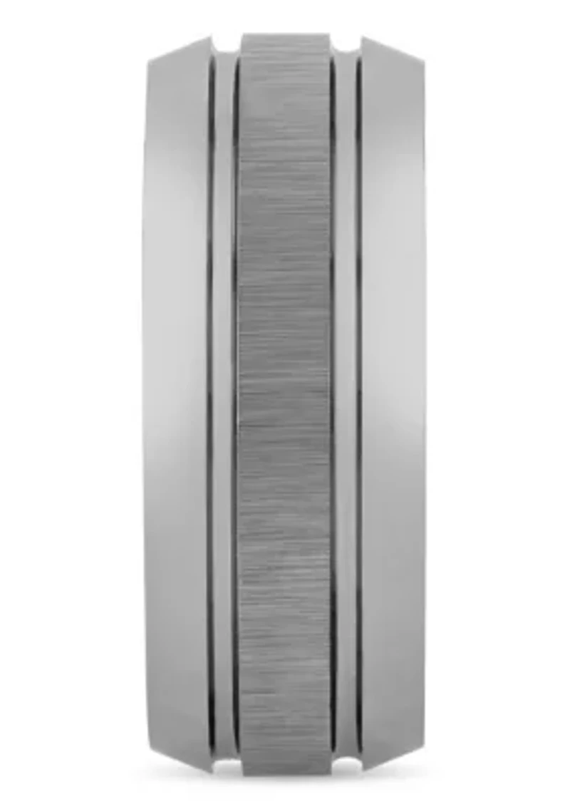 Brushed Center 9mm Beveled Band in Tungsten