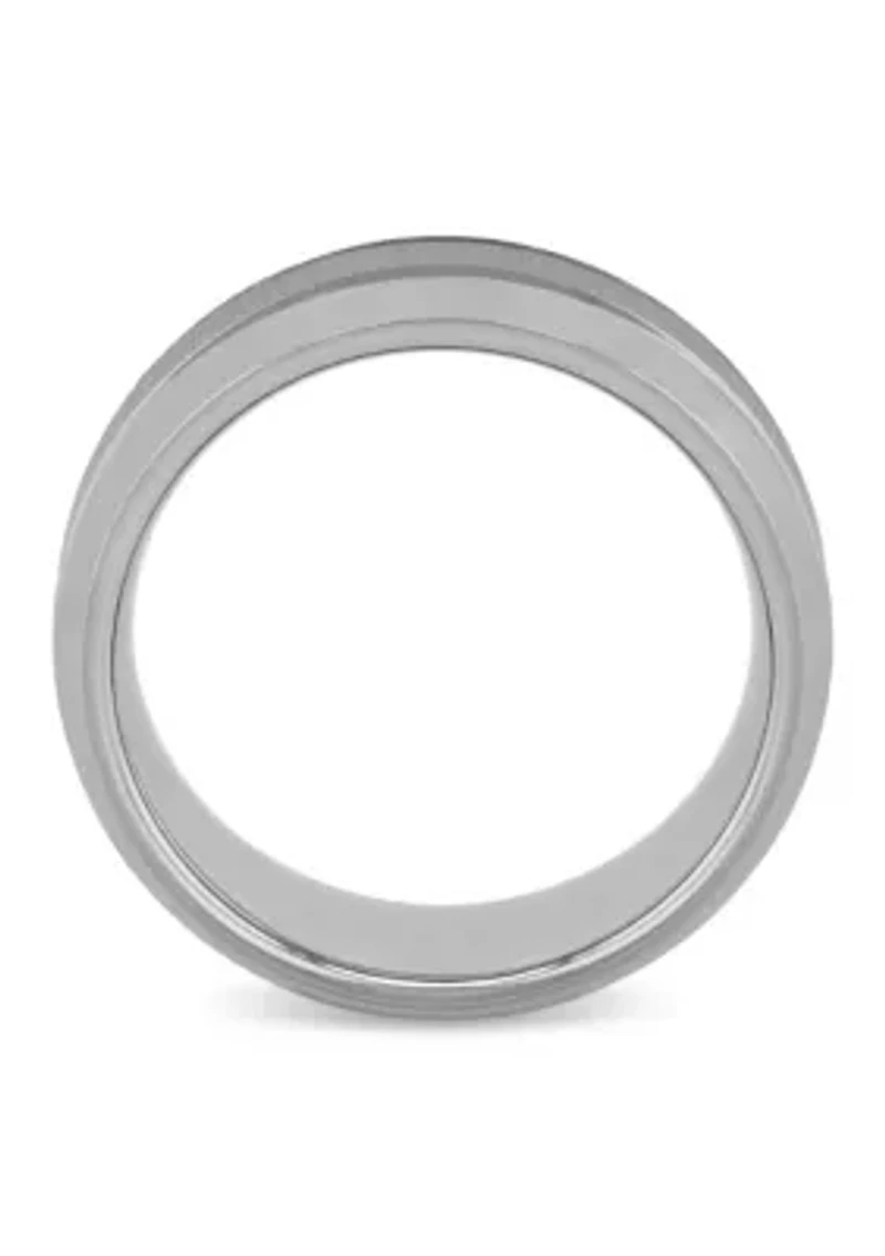 Brushed Center 9mm Beveled Band in Tungsten