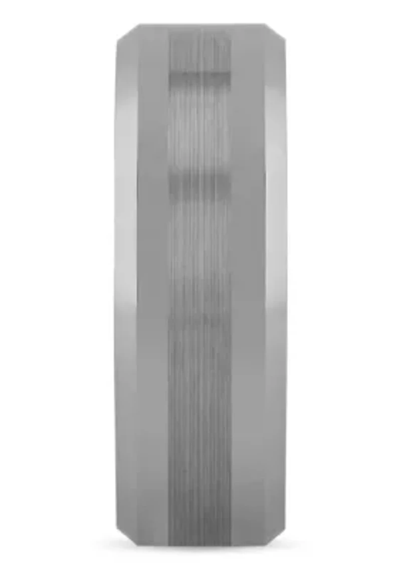 Satin Center 8mm Beveled Band in Tungsten