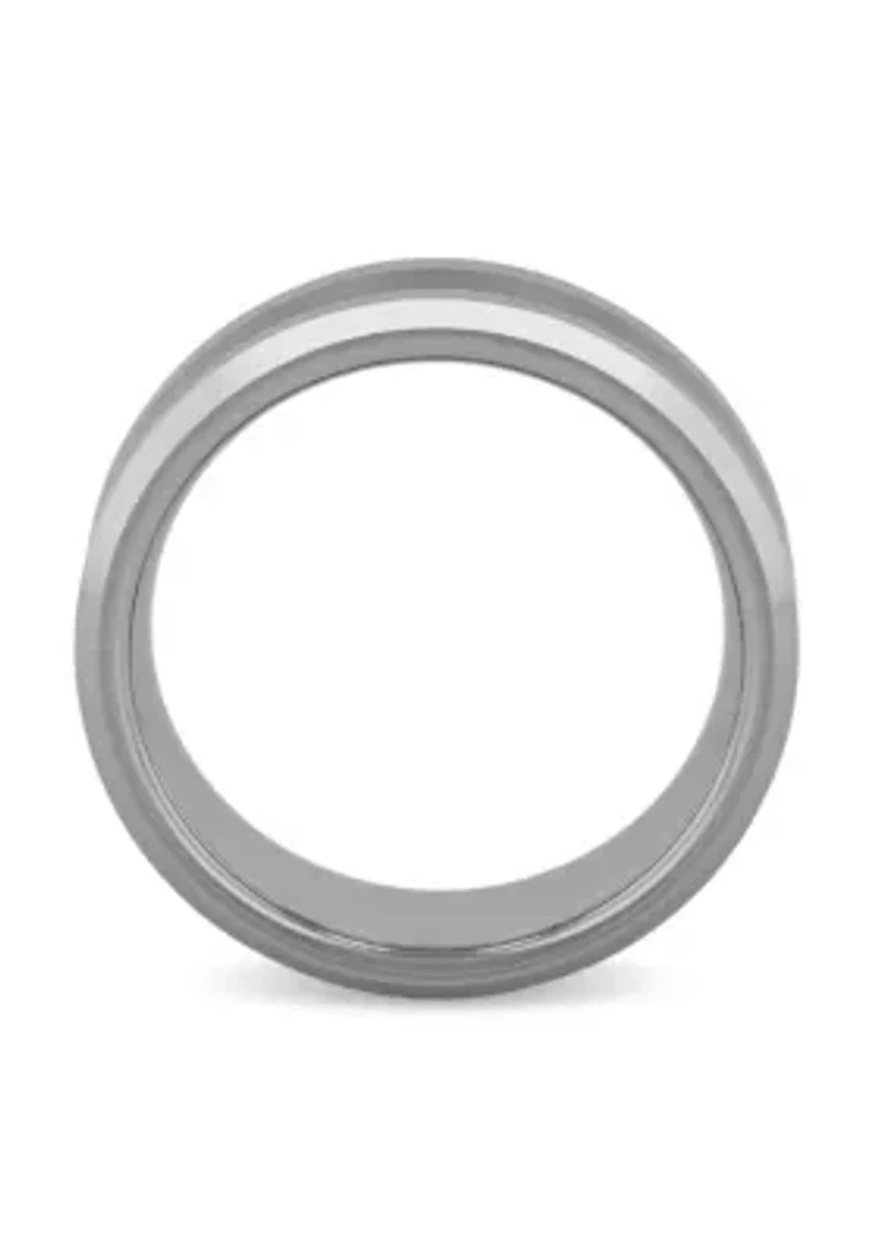 Satin Center 8mm Beveled Band in Tungsten