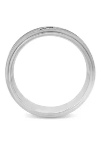 0.10 c.t. Diamond Carbon Fiber Inlay 6mm Step Edge Band in Stainless Steel