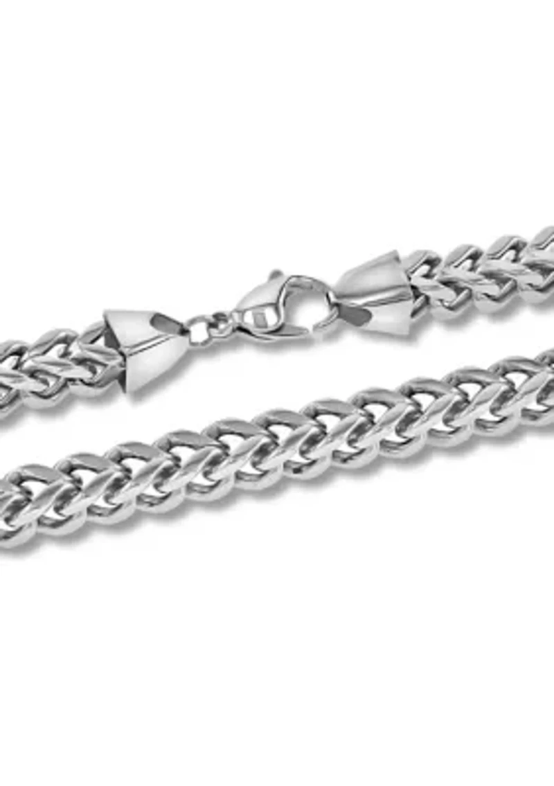 Curb Link Chain Bracelet and Necklace Set in Two-Tone Stainless Steel
