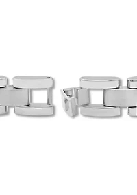 Men's Woodgrain Inlay ID Link Bracelet in Stainless Steel