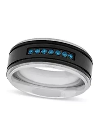 0.15 c.t.t.w. Blue Diamond 9mm Band in Two-tone Stainless Steel