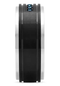 0.15 c.t.t.w. Blue Diamond 9mm Band in Two-tone Stainless Steel