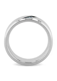 0.05 c.t.t.w. Blue Diamond Beveled 8mm Band in Two-tone Stainless Steel
