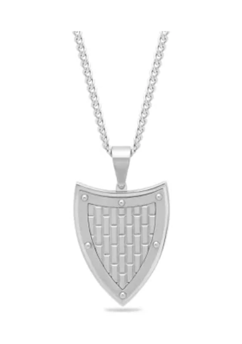 Shield Pendant Necklace in Stainless Steel