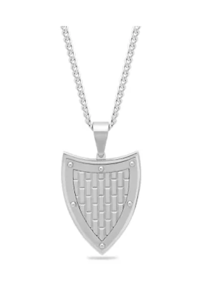 Shield Pendant Necklace in Stainless Steel