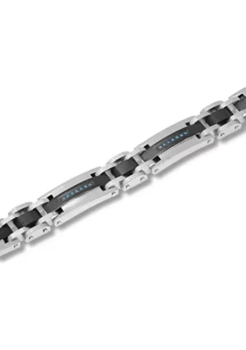 1/4 ct. t.w. Blue Diamond Link Bracelet in Two-Tone Stainless Steel