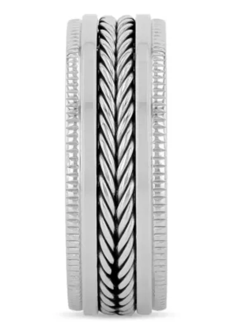 Braided Rope Design 8mm Band in Stainless Steel