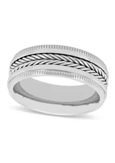 Braided Rope Design 8mm Band in Stainless Steel