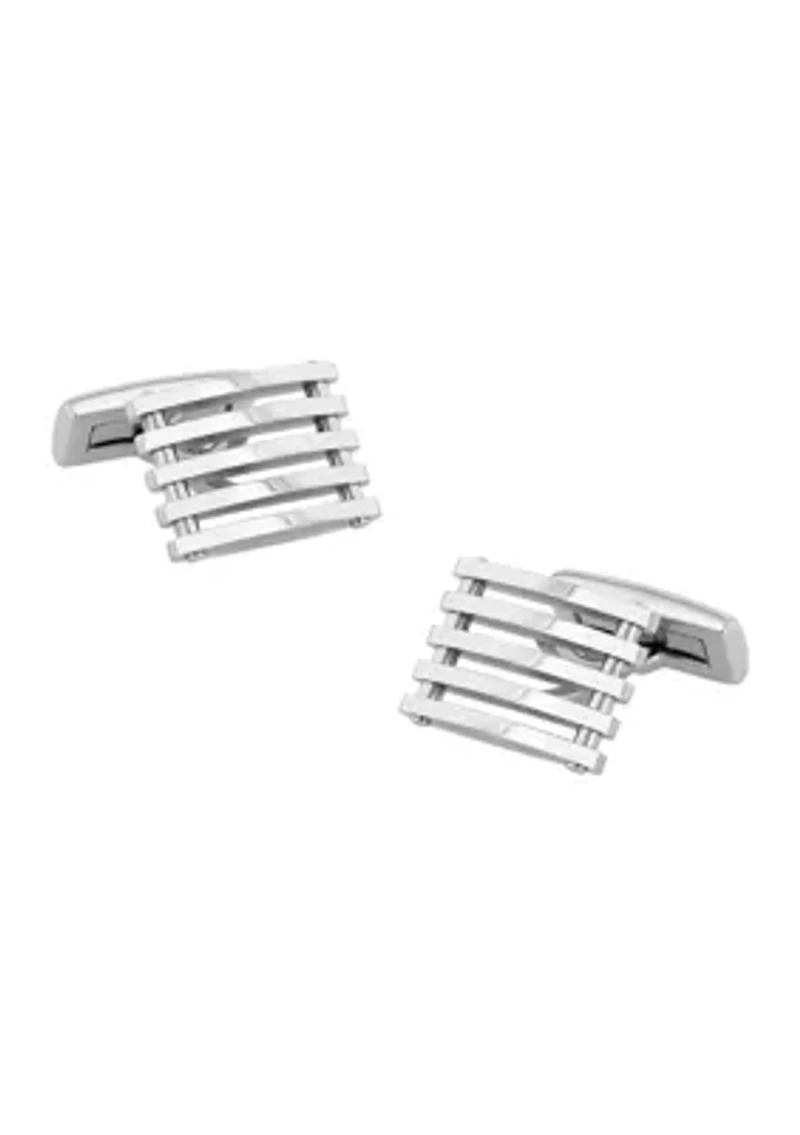 Silver Tone Rectangle Raft Cufflinks in Stainless Steel