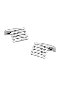 Silver Tone Rectangle Raft Cufflinks in Stainless Steel