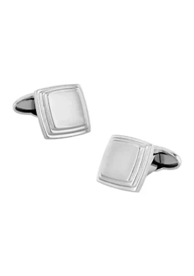 Silver Tone Square Cufflinks in Stainless Steel
