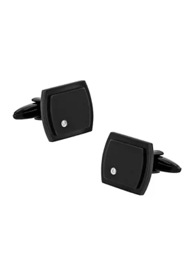  1/10 ct. t.w. Diamond Accent Step Edge Rectangle Cufflinks in Black Stainless Steel