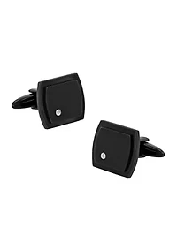  1/10 ct. t.w. Diamond Accent Step Edge Rectangle Cufflinks in Black Stainless Steel