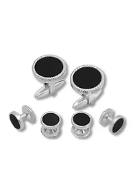 Tuxedo Studs and Cufflinks Set in Stainless Steel