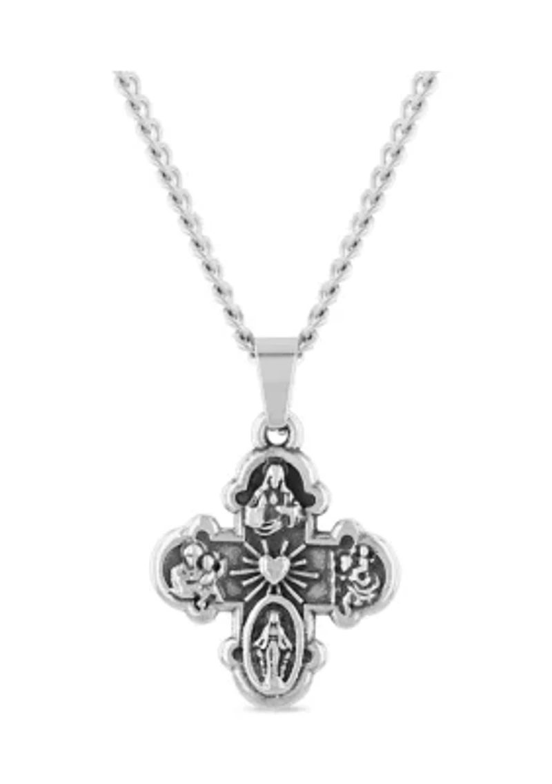All Saints Cross Pendant Necklace in Stainless Steel