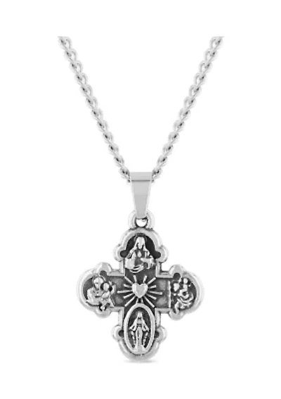 All Saints Cross Pendant Necklace in Stainless Steel