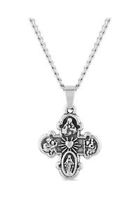 All Saints Cross Pendant Necklace in Stainless Steel