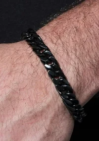 Men's Stainless Steel Matte Black Finish 8.75" Curb Link Bracelet