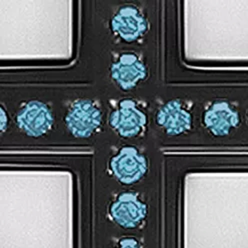 1/5 ct. t.w. Blue Diamond Beveled Cross Pendant in Two-Tone Stainless Steel