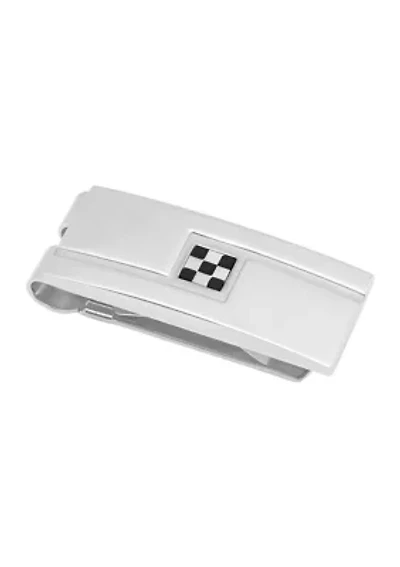 Checkered Money Clip in Stainless Steel