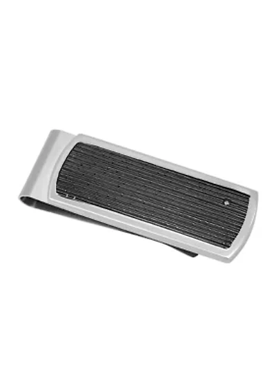 Cubic Zirconia Textured Money Clip in Two-Tone Stainless Steel