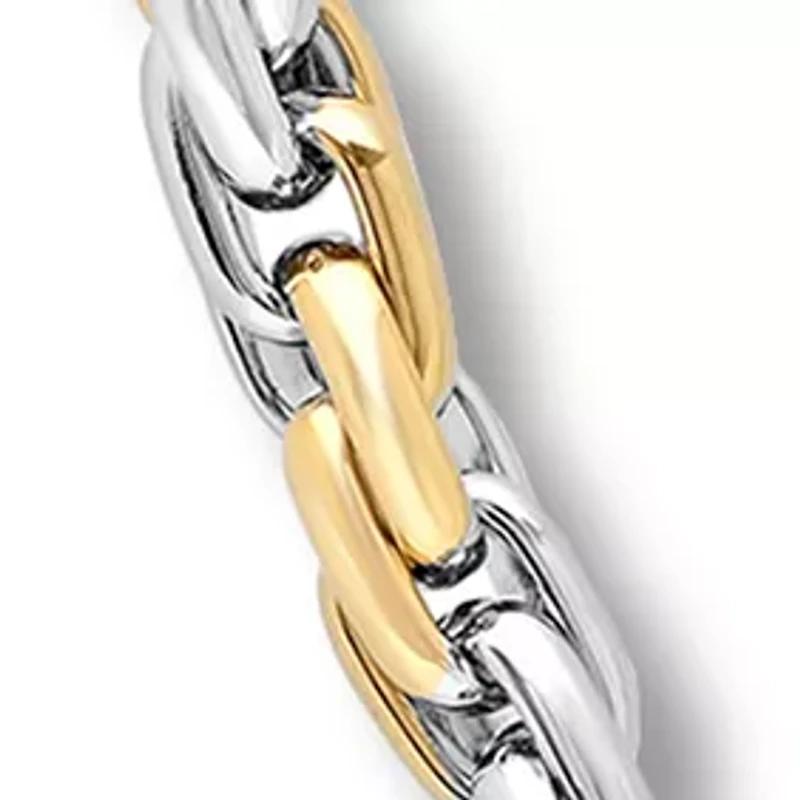 Rope Link Chain Bracelet and Necklace Set in Two-Tone Stainless Steel