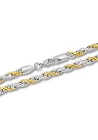 Rope Link Chain Bracelet and Necklace Set in Two-Tone Stainless Steel