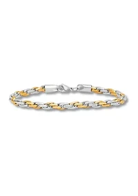 Rope Link Chain Bracelet and Necklace Set in Two-Tone Stainless Steel