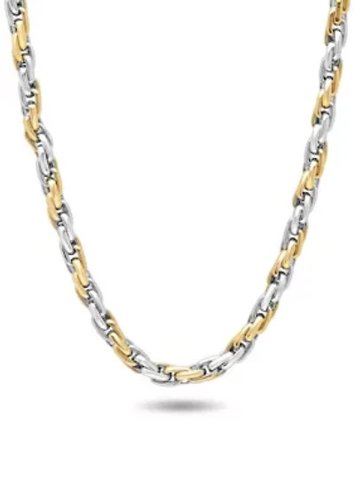 Stainless Steel Men's Two-Tone Rope Chain