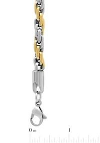 Stainless Steel Men's Two-Tone Rope Chain
