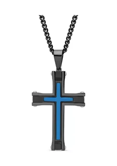 Stacked Cross Pendant in Two-Tone Stainless Steel
