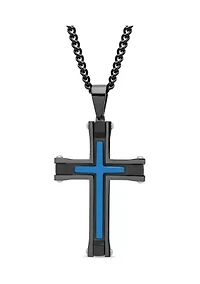 Stacked Cross Pendant in Two-Tone Stainless Steel