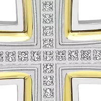1/6 ct. t.w. Diamond Stacked Cross Pendant in Two-Tone Stainless Steel