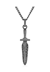 Antique Dagger Pendant Necklace in Gunmetal Stainless Steel